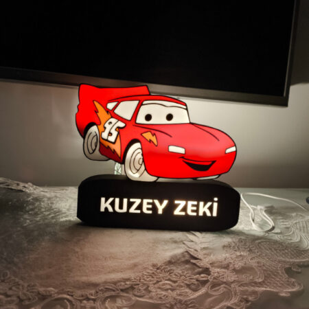 Şimşek McQueen Gece & Masa Lambası (İsme Özel)